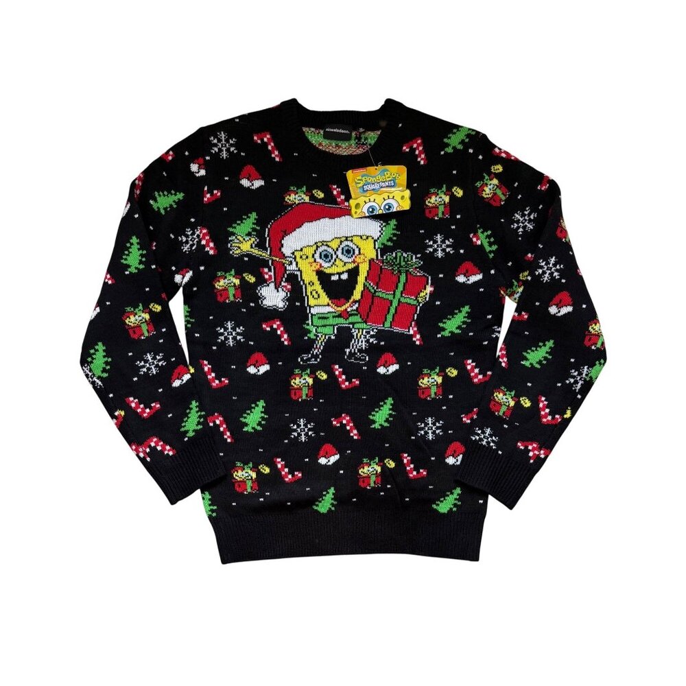 Nickelodeon Spongebob New Ugly Christmas Snowflake Sweater Medium Unisex